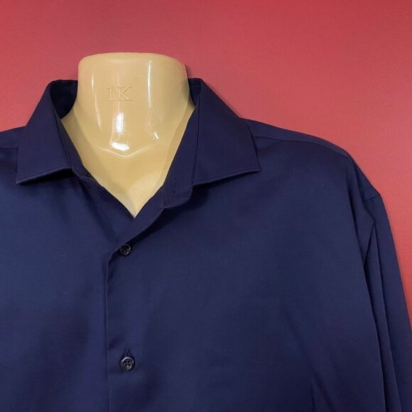⭐4 FOR $20⭐ Joseph Abboud Men's Navy Blue Slim Fit Dress Shirt - Size 18 34/35 - Picture 2 of 4